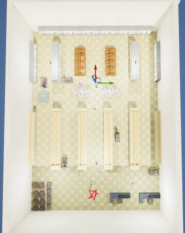 top view of the grocery store level design for beast mart speed run unreal engine video game