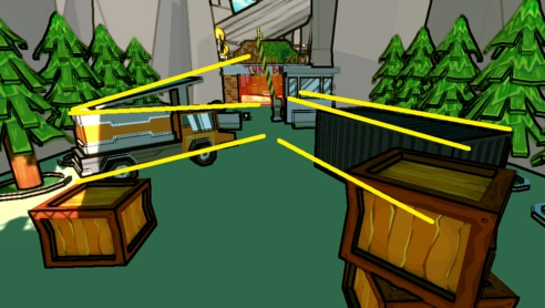 image of doom-like shooter game zoom showing leading lines towards the maine entrance of the zoo in the video game