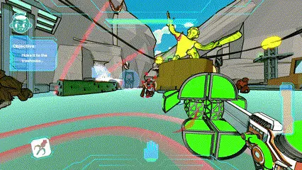 gif of doom-like shooter game zoom player engaging in game play in arena 1 and combat in the video game