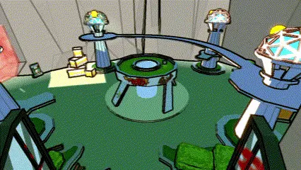 gif of doom-like shooter game zoom panning over level arena 2 of the video game