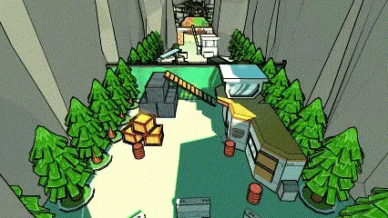 gif of doom-like shooter game zoom panning over level arena 0 beginning area of the video game