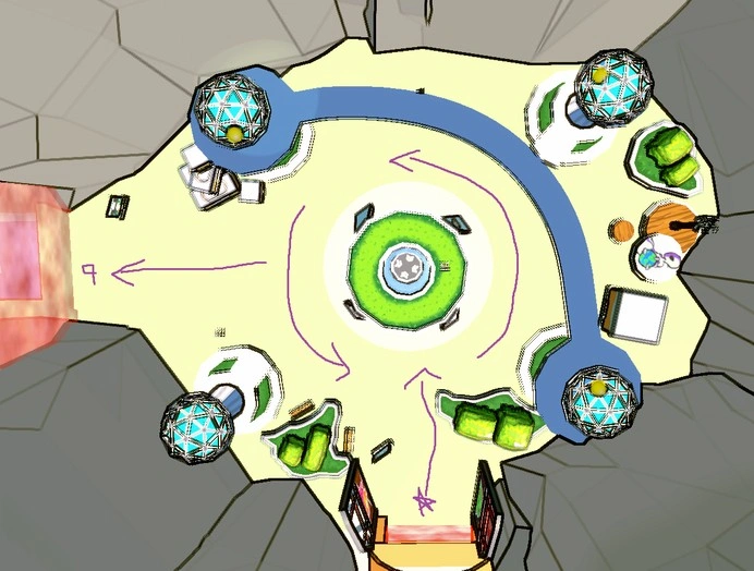 image overview of arena 2 in a level of zoom, a doom-like shooter video game