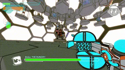 gif of doom-like shooter game zoom boss changing the arena as he begins his attack