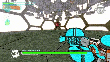 gif of doom-like shooter game zoom player running away from a homing projectile sent by the boss as an attack