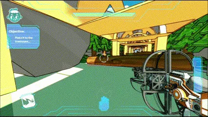 gif of a player walkthrough of pathway 1, an inbetween space between arenas in the levels of ZOOM a doom-like shooter video game