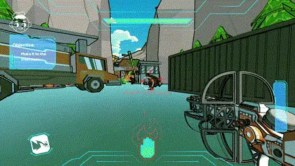 gif of doom-like shooter game zoom swapping gun play styles by scanning the enemy
