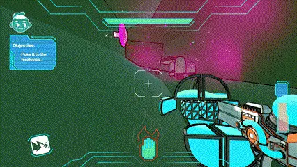 gif of doom-like shooter game zoom player looking at the textures on the mountain tunnel walls of arena 4 of zoom
