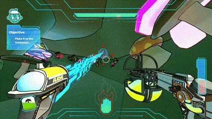 gif of the player engaging in combat with animal enemies in arena 4 in the video game doom-like shooter zoom