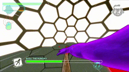 gif of doom-like shooter game zoom player fighting other animal enemies while the main boss is invincible