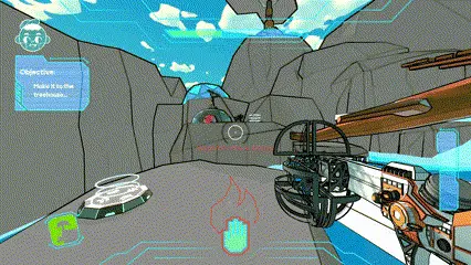 gif of doom-like shooter game zoom player goign up the waterfall of the final stretch of the zoom video game