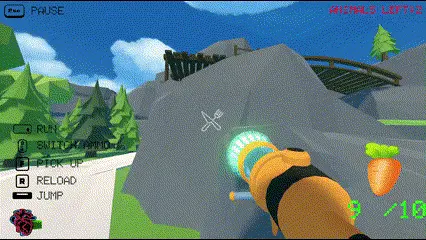 gif of old prototype doom-like shooter game zoom player traversing unique environment