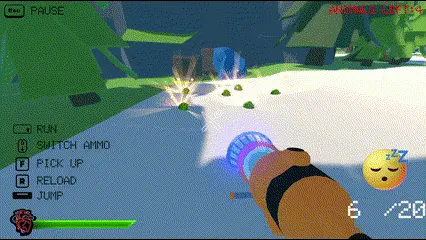 gif of old prototype doom-like shooter game zoom player collecting universal ammo collection system